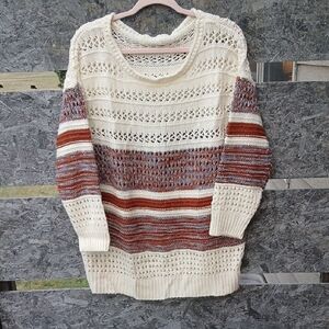 Striped Cream and Brown Women's Sweater